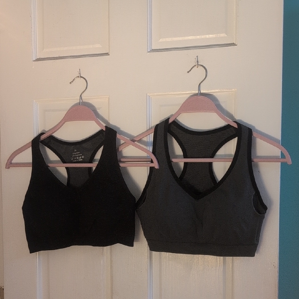 NWOT 2 Women's Black and Gray Sports Bras
